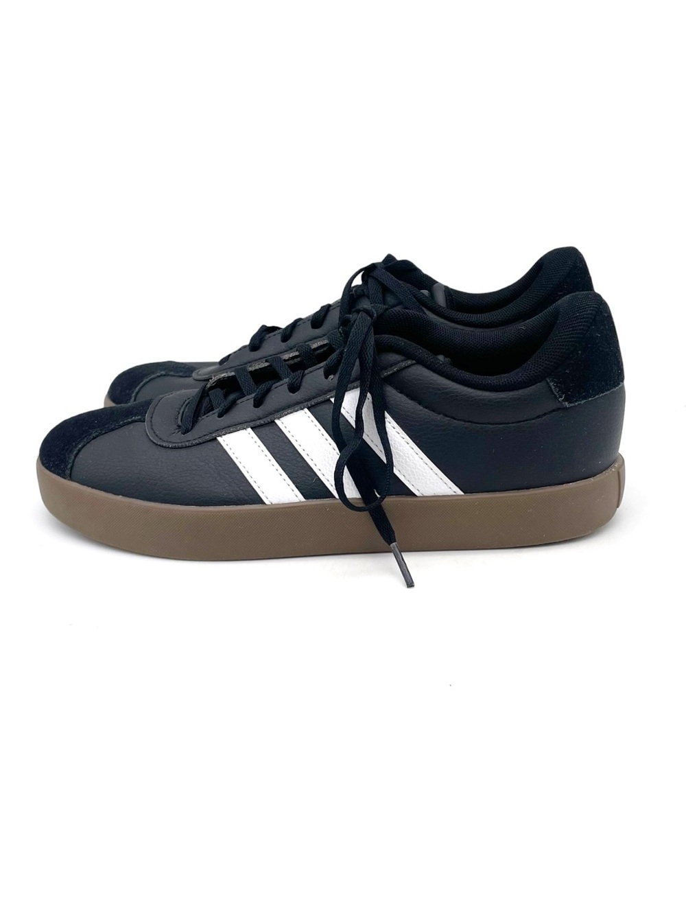 Adidas VL Court 3.0 Big Kids Youth Size 6 Black White Gum Sneakers Shoes